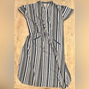 Striped Maxi Dress - Navy and White